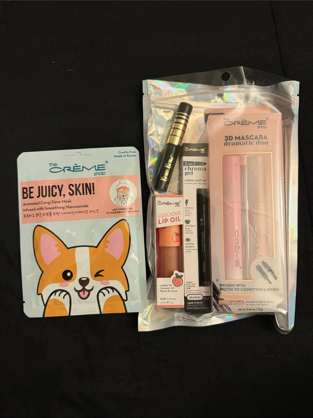 The Crème Shop 3D Mascara Dramatic Duo+Luscious Lip Oil-Mask & Eyeliner+Brow Gel